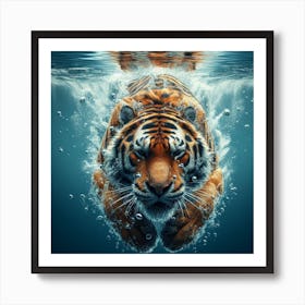 Tiger Swimming Underwater 3 Art Print