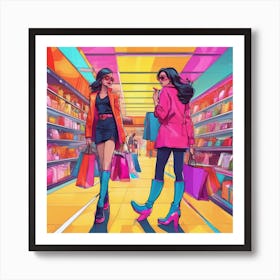 Two Women Shopping In A Store Art Print