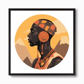 Ethiopian Woman With Headphones Art Print