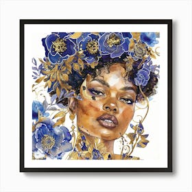 Blue And Gold 4 Art Print