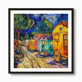 Van Gogh Style. Gypsy Caravans at Arles Series 2 Art Print