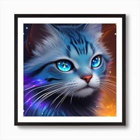 Blue Cat With Blue Eyes Art Print