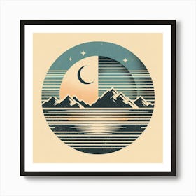 Moon And Mountains Art Print