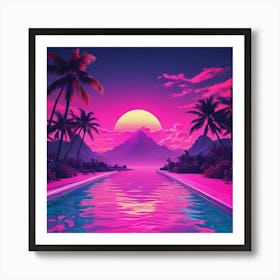 Sunset At The Pool Art Print