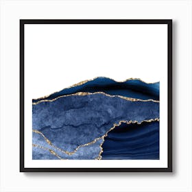 Navy & Gold Agate Texture 24 Art Print