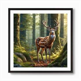 Deer In The Forest 134 Art Print