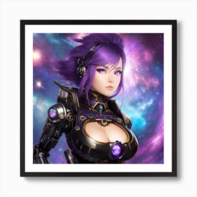 Surreal sci-fi anime cyborg limited edition 2/10 different characters Purple Haired Waifu Art Print
