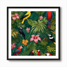 Tropical Parrots Art Print