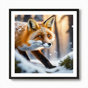 Fox In The Snow 16 Art Print
