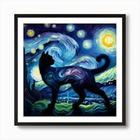 Starry Night Cat 1 Art Print