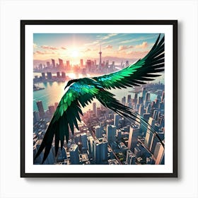 Parrot Flying Over City 1 Art Print