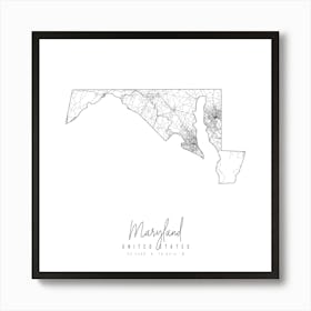 Maryland Minimal Street Map Square Art Print