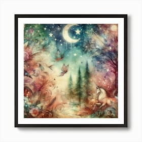 Unicorns In The Forest 2 Art Print