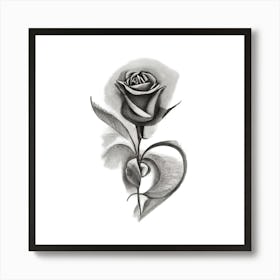 Black And White Rose Tattoo Art Print