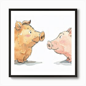 Two Pigs Art Print