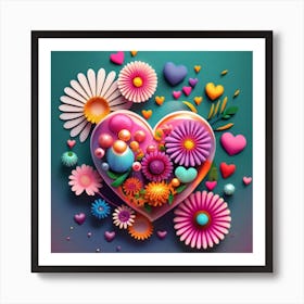 Pster En 3d Vibrante Y Brillante Arreglo Floral Art Print