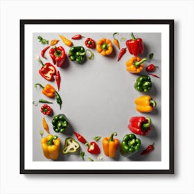 Colorful Peppers In A Frame 38 Art Print