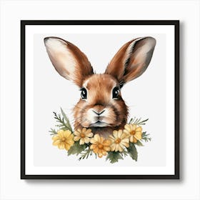 Bunny With Flowers Art Print