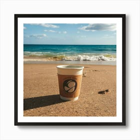 Coffee Cup On The Beach 11 Art Print