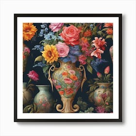 Vases And Flowers Art Print