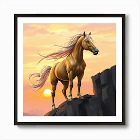 Horse In The Sunset Art Print