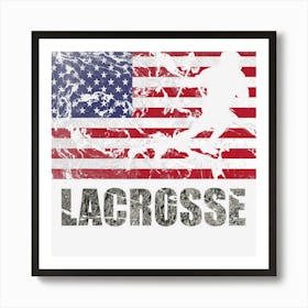 Lacrosse American Flag Usa Flag Fan Vintage Retro Póster