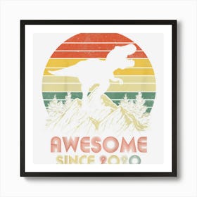 Kids 2 Year Old Gift Awesome Since 2020 2nd Birthday Boy Dinosaur Art Print