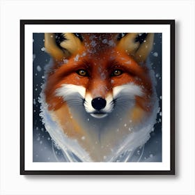 Fox In The Snow Art Print