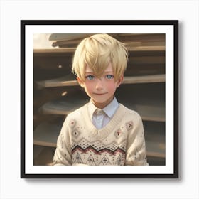 Boy Holding A Book Art Print