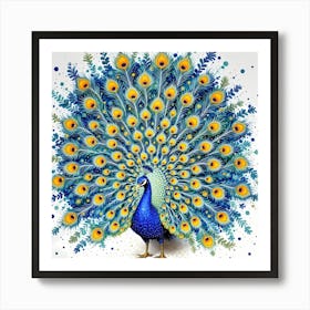 Elegant Peacock In Motion Art Print