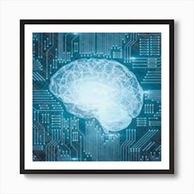 Brain On A Circuit Board Art Print