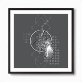 Vintage Grape Vine Botanical with Line Motif and Dot Pattern in Ghost Gray n.0081 Art Print