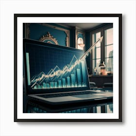 Laptop With Graph 4 Art Print