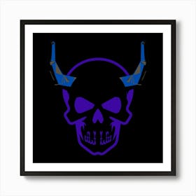 Dark Skull With Horns Art Print