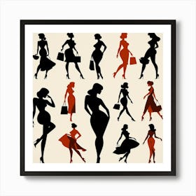 Vintage Women Silhouettes Art Print