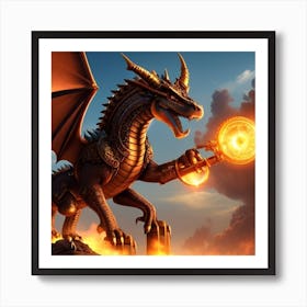 Dragon In Flames Art Print