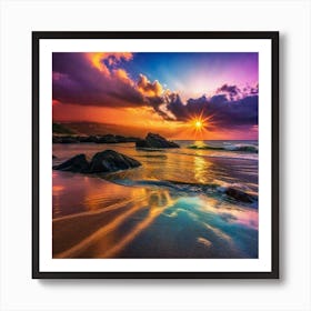 Sunset On The Beach 182 Art Print