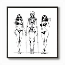 Skeletons In Bikinis Art Print