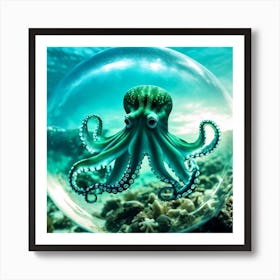 Octopus In A Bubble 2 Art Print