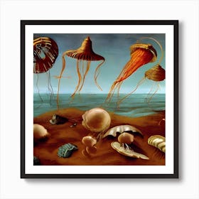 Amber Flying Jelly 2 Art Print