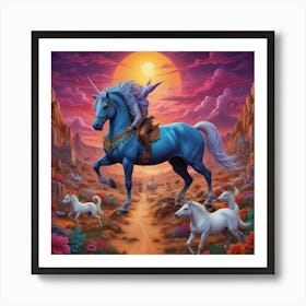 Unicorns In The Desert Art Print