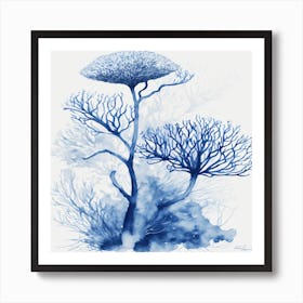 Blue Coral Tree Art Print