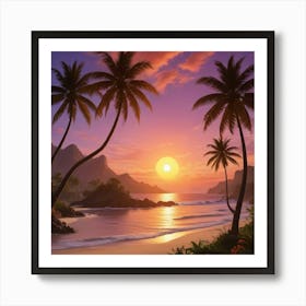 Sunset At The Beach 23 Art Print