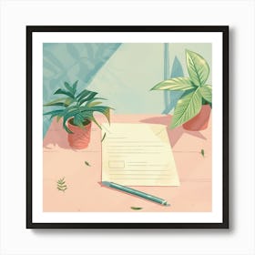 Letter And Plants Art Print