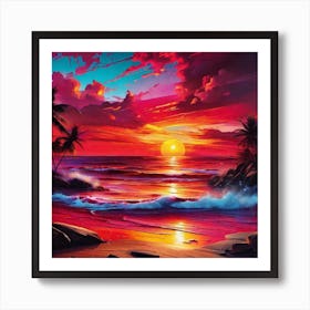 Sunset On The Beach 493 Art Print