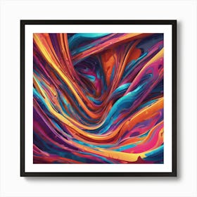 Vibrant Abstract Line Drawing With Bold Intersecting Strokes (16) Art Print