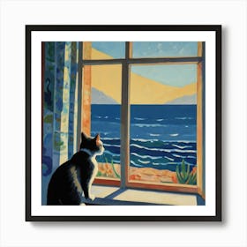 Cat Looking Out Window 2 Art Print