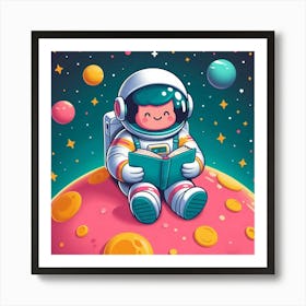 Astronaut Reading A Book Art Print