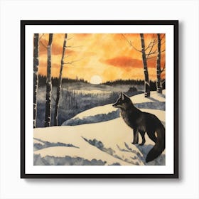 Fox In The Snow Art Print