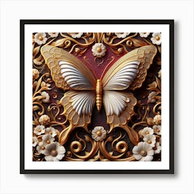 Gold & Porcelain Butterfly Art Print